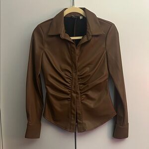 RDI Faux Leather Brown Shirt